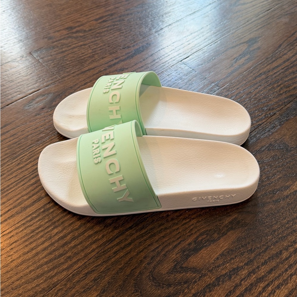 Givenchy Mint Green and White Logo Slide Sandals - Picture 4 of 4